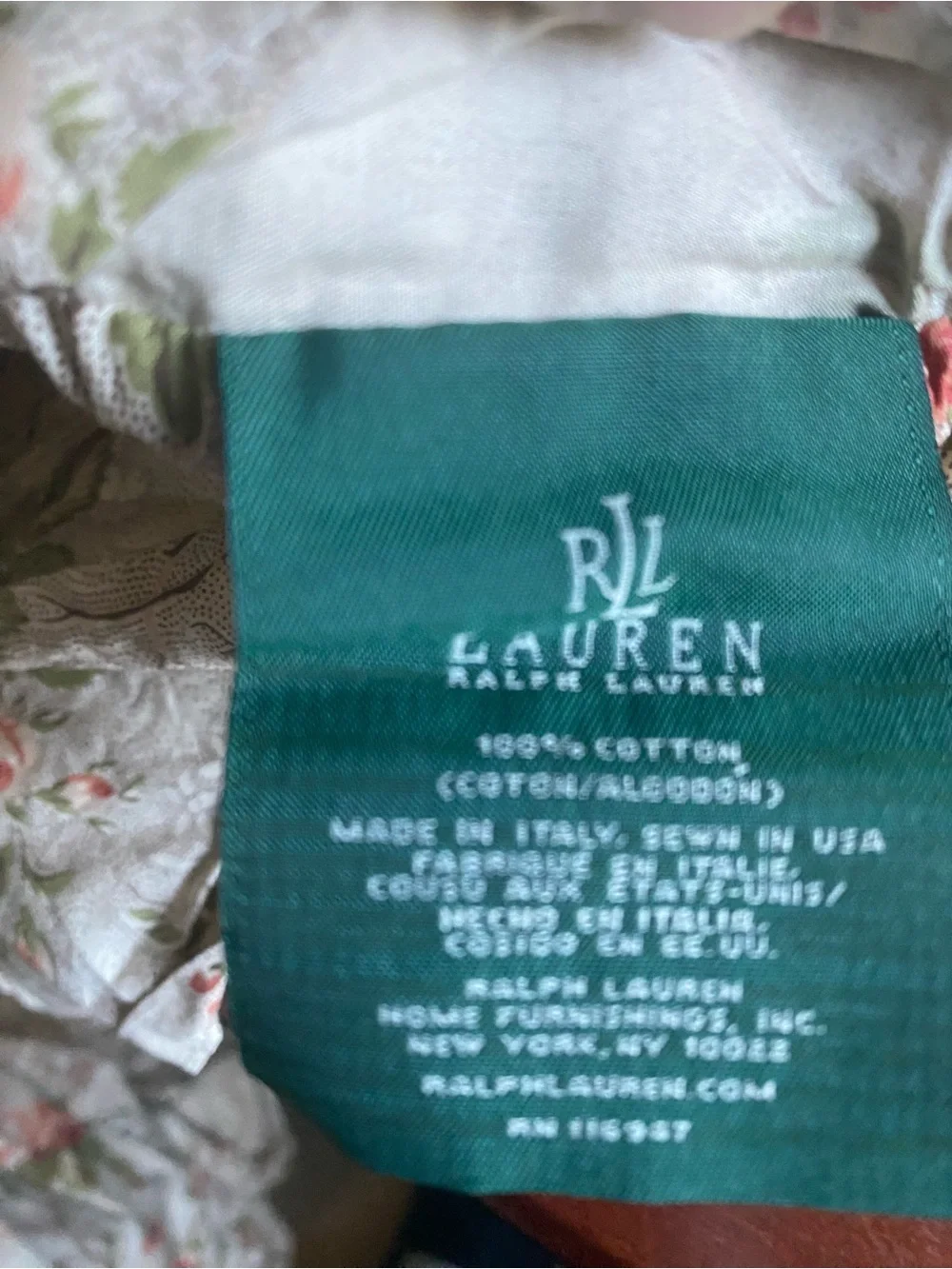 Vintage Rare Lauren Ralph Lauren Cole Brook Ruffled Floral Pillow King Shamsi